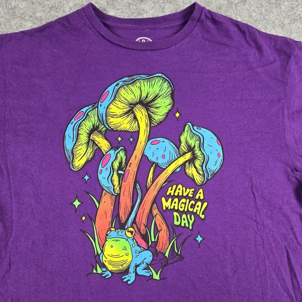 DOM Shirt Mens 2XL Have A Magical Day Frog Mushroom Graphic Tee Novelty Fantasy - Picture 2 of 7